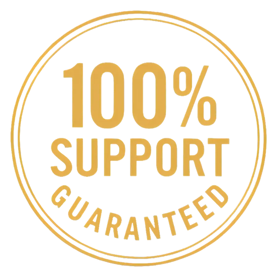 100% support guaranteed badge